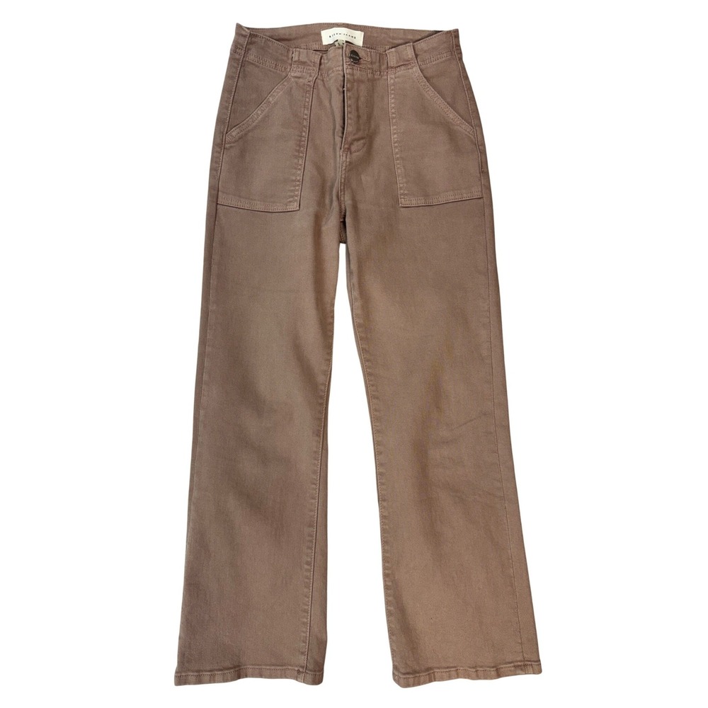 Risen Jeans Womens High Rise Wide Leg Utility Pants Cocoa Brown‎